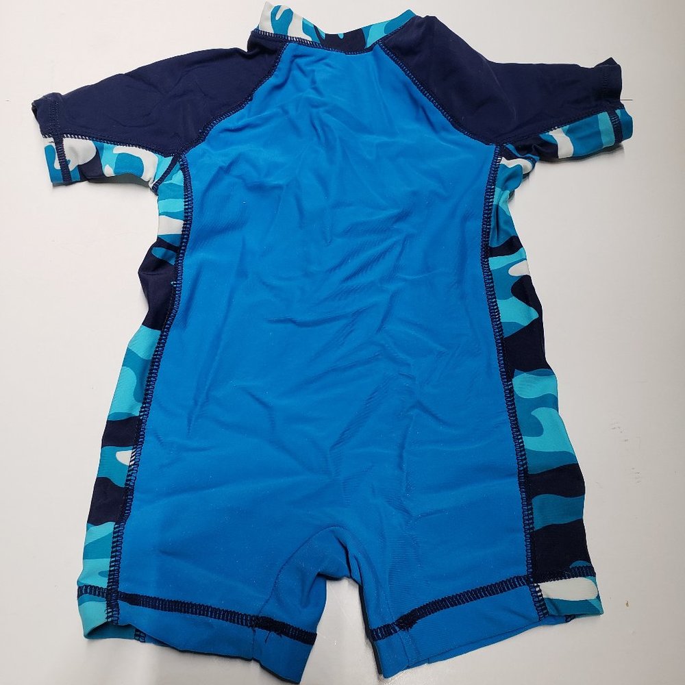 Joe Fresh blue camo boys One Piece Swimsuit / Rashguard, size 3-6 months infant